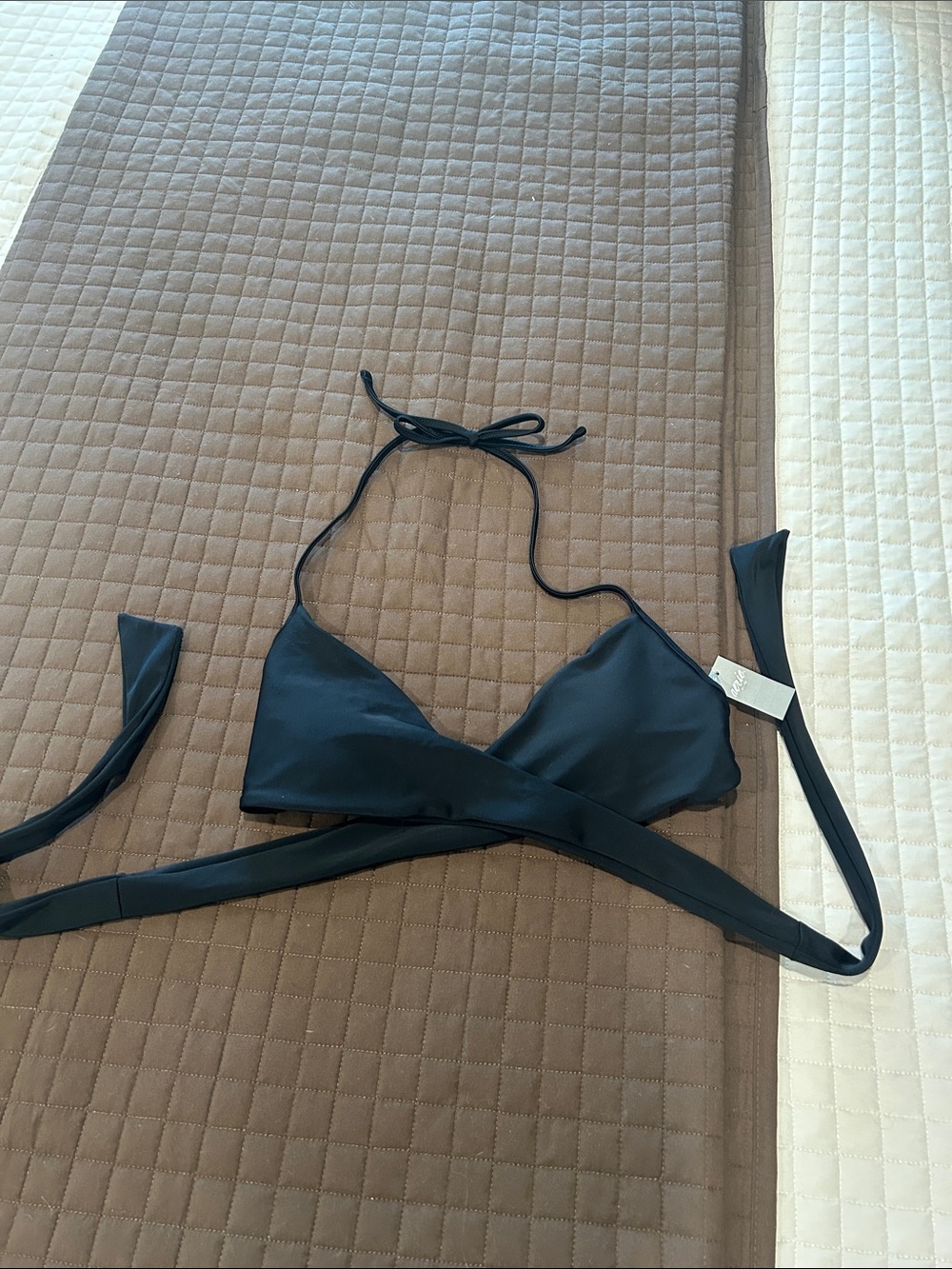 Black Wrap Triangle Bikini Top NWT